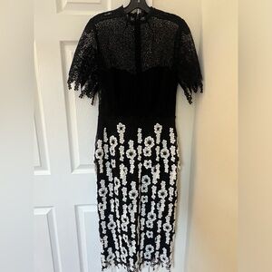 LELA ROSE FLORAL LACE TIERED DRESS